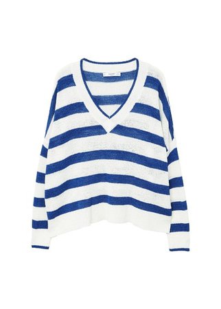 MANGO V-neck striped sweater