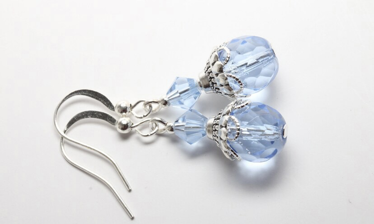 Light Blue & Silver Victorian Earrings