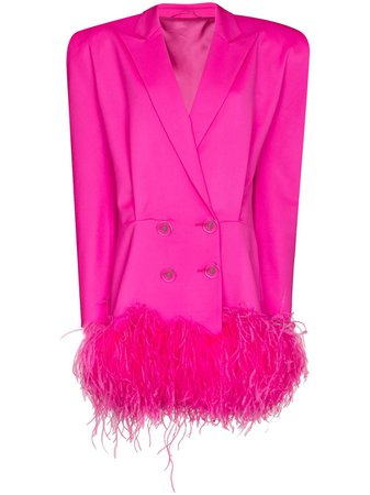 The Attico feather trim blazer mini dress pink 211WCG08W009R - Farfetch