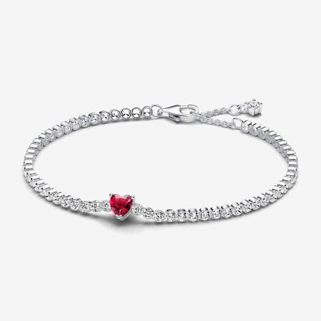 Red Sparkling Heart Tennis Bracelet | Sterling silver | Pandora US