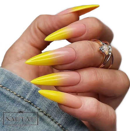 Yellow ombré stiletto nails