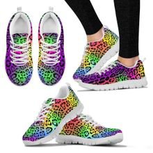 Leopard Skin Rainbow Color Print Sneakers Shoes - bestiefine