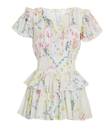 LoveShackFancy Audette Floral Cotton Mini Dress | INTERMIX®