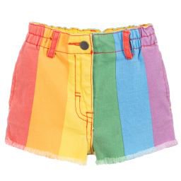 Stella McCartney Kids - Rainbow Striped Denim Shorts | Childrensalon