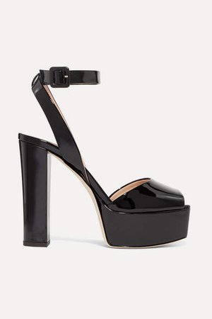 Betty Patent-leather Platform Sandals - Black