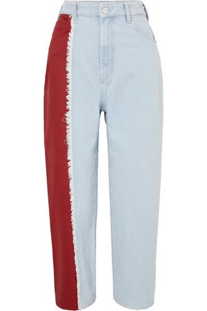House of Holland | Two-tone high-rise straight-leg jeans | NET-A-PORTER.COM