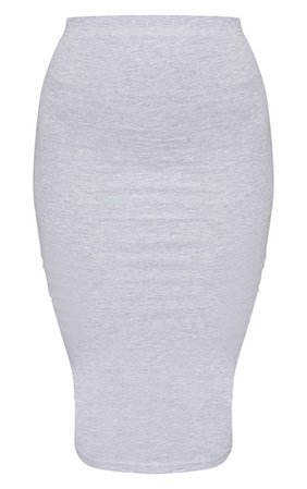 Grey Basic Jersey Midi Skirt | PrettyLittleThing USA