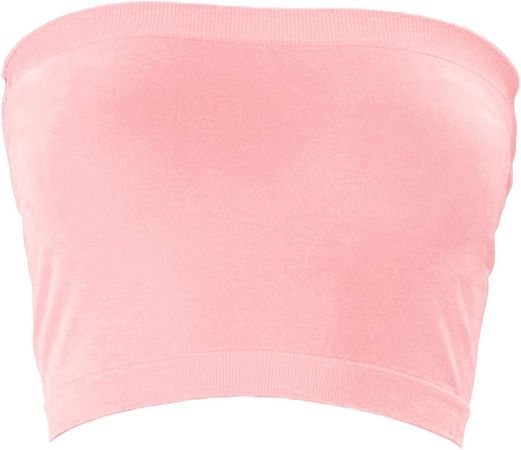 KMystic Stretch Seamless Tube Bra Bandeau Top (One Size, Peach) at Amazon Women’s Clothing store
