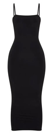 spaghetti strap black maxi dress