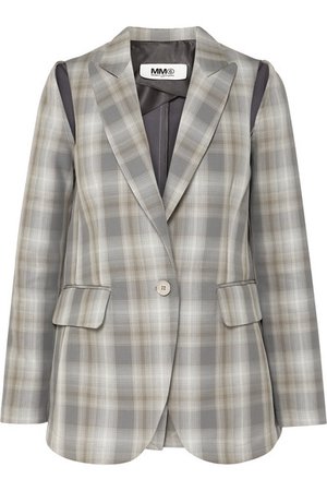 MM6 Maison Margiela | Cutout checked cotton-blend blazer | NET-A-PORTER.COM