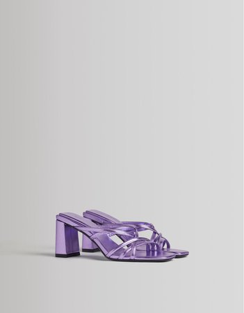 Strappy metallic heel sandals - Shoes - Woman | Bershka
