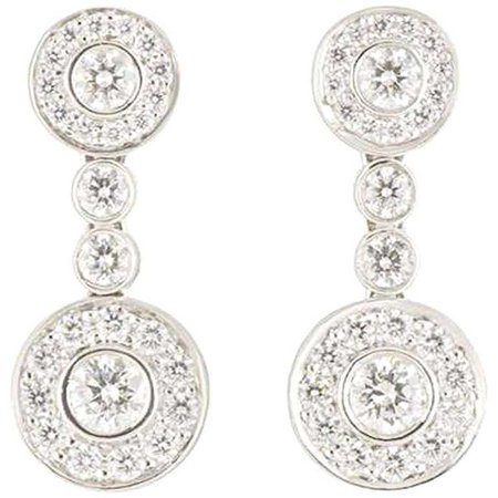 Tiffany and Co. Platinum Diamond Circlet Earrings 1.18 carats For Sale at 1stdibs