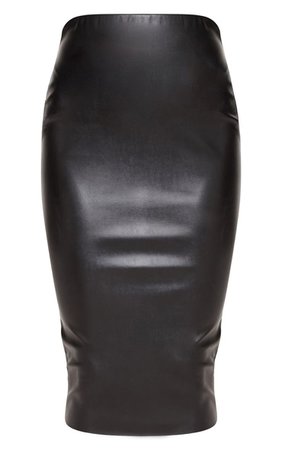 Black Basic Faux Leather Midi Skirt | Skirts | PrettyLittleThing USA