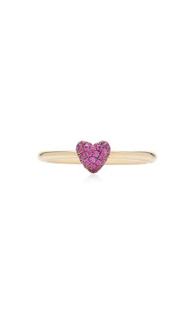 The Sweet P Heart 14k Yellow Gold Ruby, Black Rhodium Ring By Rachel Quinn | Moda Operandi