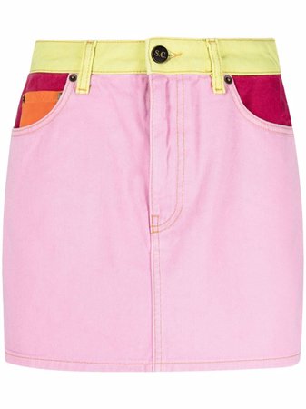 Shop Semicouture high-waisted colour-block mini skirt with Express Delivery - FARFETCH