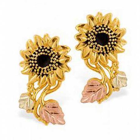 Stunning 10k Black Hills Gold Sunflower Earrings - BlackHillsGold.Direct - Klugex