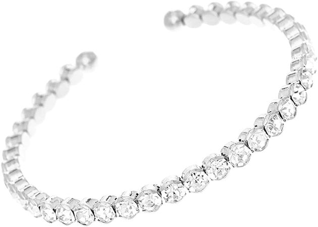 Amazon.com: Rosemarie & Jubalee Women's Comfort Flex Crystal Rhinestone Bangle Cuff Bracelet (Silver Tone/Clear Crystal): Clothing, Shoes & Jewelry