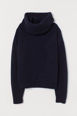 Rib-knit wool jumper - Dark blue - Ladies | H&M GB