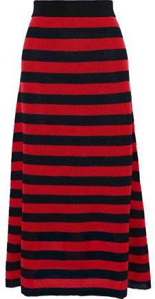 Striped Open-knit Wool-blend Maxi Skirt