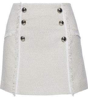 Starck Button-embellished Metallic Cotton-blend Tweed Mini Skirt