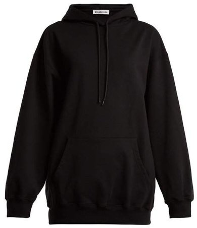 Logo Print Cotton Hooded Sweatshirt - Womens - Black