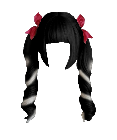 Red Bow Ringlet Twintails with Hime Bangs Black & White 1 (Dei5 edit)