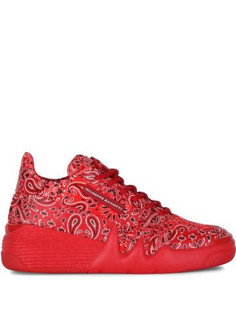 Shop red & white Giuseppe Zanotti paisley print sneakers with Express Delivery - Farfetch
