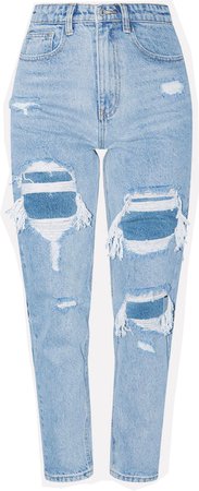 PLT light wash distressed mom ripped jeans