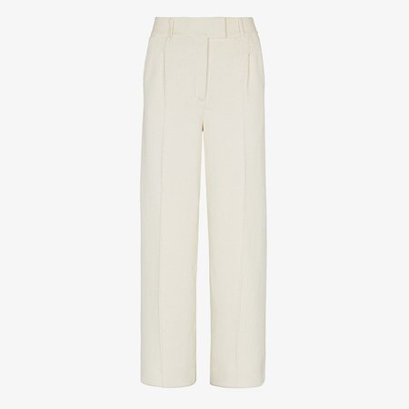 Fendi, white cotton knit pants Wide-leg pants with darts and side slash pockets