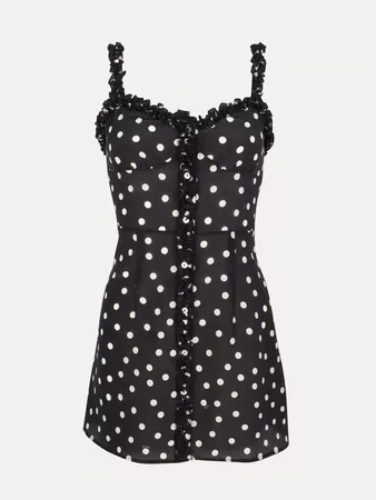 REALISATION - THE JULIA in Black and White Spot Dress