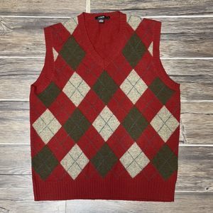 J. Crew | Sweaters | J Crew 0 Lambs Wool Argyle V Neck Sleeveless Sweater Vest Red Men M Euc | Poshmark