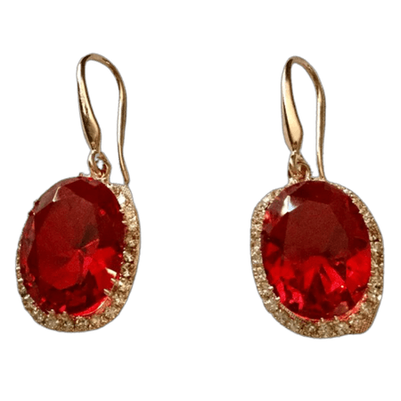 SPARKLY RUBY ROSE Gold Plated Stunning Vintage Earrings- Stunning Red Sparkly Stone- Great Vintage Jewel- Luxury Design- Vintage from France