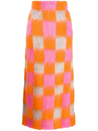 KENZO knitted checkered skirt