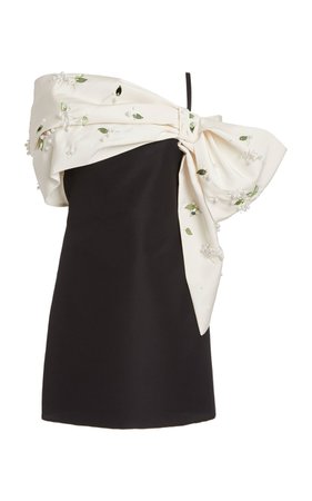 Draped Embellished Silk-Faille Mini Dress