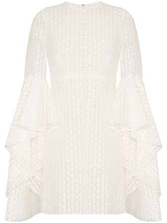 White Giambattista Valli Ruffle-Sleeve Lace Mini Dress | Farfetch.com