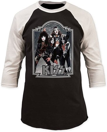Amazon.com: Kiss Glitter 1976 '76 Baseball Jersey 3/4 Sleeve Print Men's Slim Cotton Shirt Large Black: Clothing