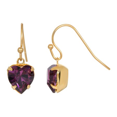 1928 Jewelry Purple Amethyst Crystal Heart Swarovski Element Earrings