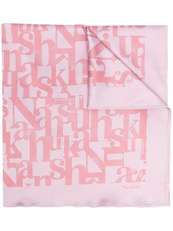 Shop pink Nanushka Soleil bandana silk scarf with Express Delivery - Farfetch