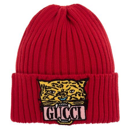 Gucci - Unisex Red Cotton Knitted Hat | Childrensalon