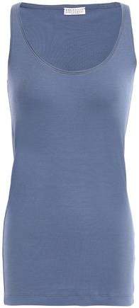 Bead-embellished Stretch-cotton Tank