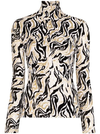 Shop white & black Paco Rabanne graphic-print turtleneck top with Express Delivery - Farfetch