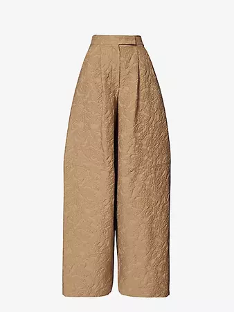 MAX MARA - Estasi floral-jacquard wide-leg high-rise cotton-blend trousers | Selfridges.com