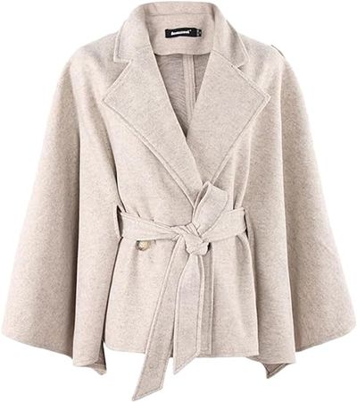 Amazon.com: Fnfmrfmr Women Oversized Cape Sashes Plaid Woolen Coat Cardigan Button Lapel Short Jacket : Clothing, Shoes & Jewelry