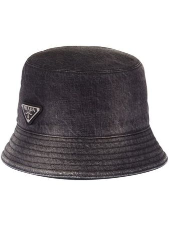 Prada logo-plaque Denim Bucket Hat - Farfetch