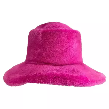 Suzanne Couture Millinery Oversized Hot Pink Mink Fur Brimmed Hat For Sale at 1stDibs | oversized bucket hat fur, oversized fur bucket hat, hot pink fur hat