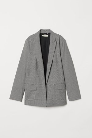 Straight-cut Jacket - Black/white plaid - Ladies | H&M US