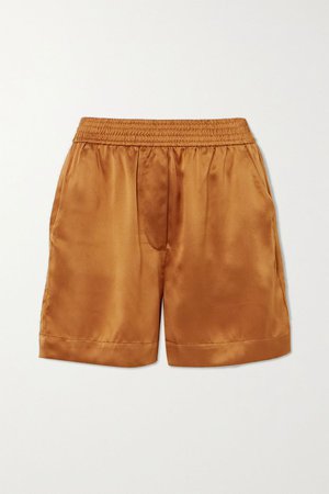 Camel + NET SUSTAIN Bleecker silk shorts | Reformation | NET-A-PORTER