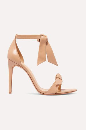 Clarita Bow-embellished Leather Sandals - Neutral