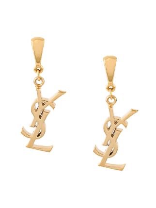 FARFETCH Yves Saint Laurent Pre-Owned logo drop stud earrings