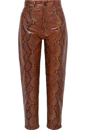 Attico | Snake-effect leather tapered pants | NET-A-PORTER.COM